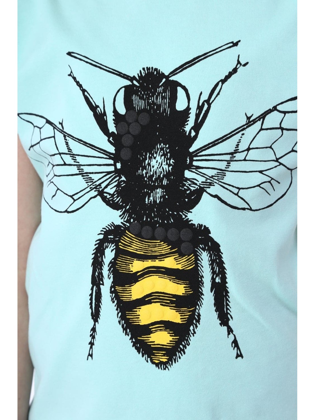 Girls\' T-shirt with a bee, mint NDZ8211 - Online store - Boutique